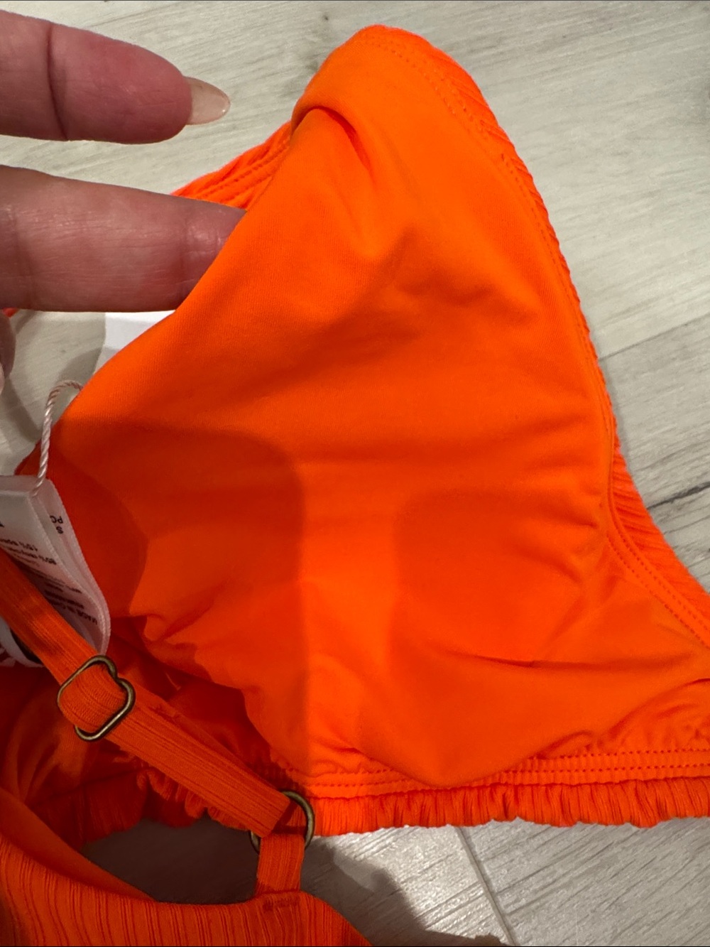 Angie Orange Ribbed Plunge Bikini Top - Picture 7 of 9
